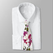 PixDezines Waterverf Sweetpeas Cherry Red Stropdas (Gebonden)