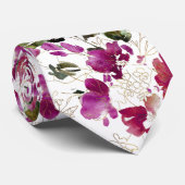 PixDezines Waterverf Sweetpeas Cherry Red Stropdas (Opgerold)