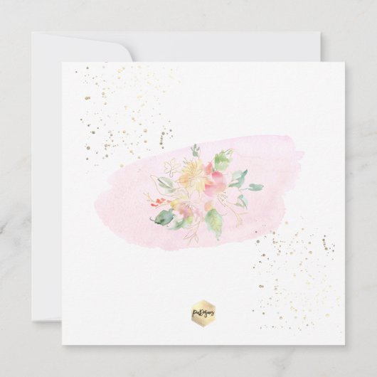 PixDezines Waterverf Sweetpeas Heilige Communie Kaart (Achterkant)