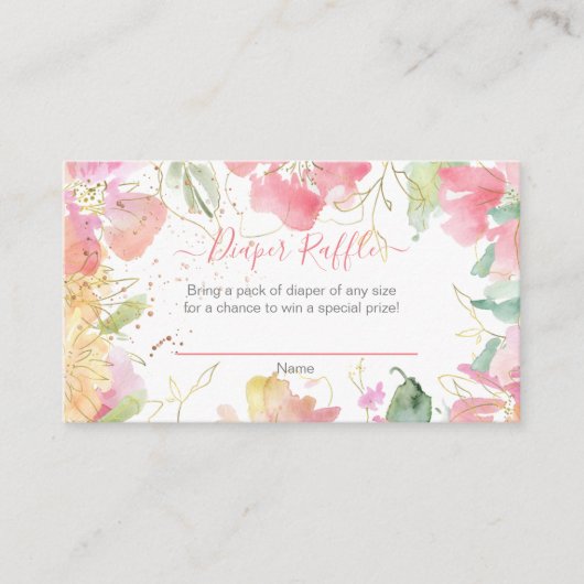 PixDezines Waterverf Sweetpeas, luieraffle Informatiekaartje (Voorkant)