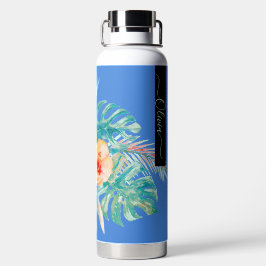 PixDezines Waterverf Tropisch Paradijs Bloemen Waterfles