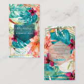 PixDezines Waterverf Tropische bloemen Visitekaartje (Voorkant / Achterkant)