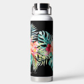 PixDezines Waterverf Tropische Paradise Flowers Wa Waterfles (Achterkant)