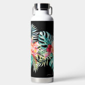 PixDezines Waterverf Tropische Paradise Flowers Wa Waterfles (Voorkant)