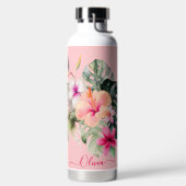 PixDezines Waterverf Tropische paradise Flowers Waterfles (Links)