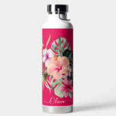 PixDezines Waterverf Tropische paradise Flowers Waterfles (Links)