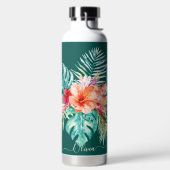 PixDezines Waterverf Tropische paradise Flowers Waterfles (Links)