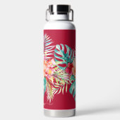 PixDezines Waterverf Tropische paradise Flowers Waterfles (Achterkant)
