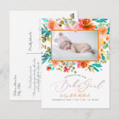 PixDezines Waterverf Tuin Rozen Baby Meisje Briefkaart (Voorkant / Achterkant)