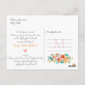 PixDezines Waterverf Tuin Rozen Baby Meisje Briefkaart (Achterkant)