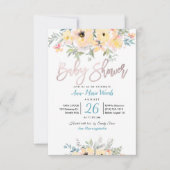 PixDezines Waterverf Tuin Rozen Baby shower Kaart (Voorkant)