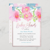 PixDezines Waterverf Tuin Rozen Baby shower Kaart (Voorkant / Achterkant)