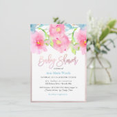 PixDezines Waterverf Tuin Rozen Baby shower Kaart (Staand voorkant)