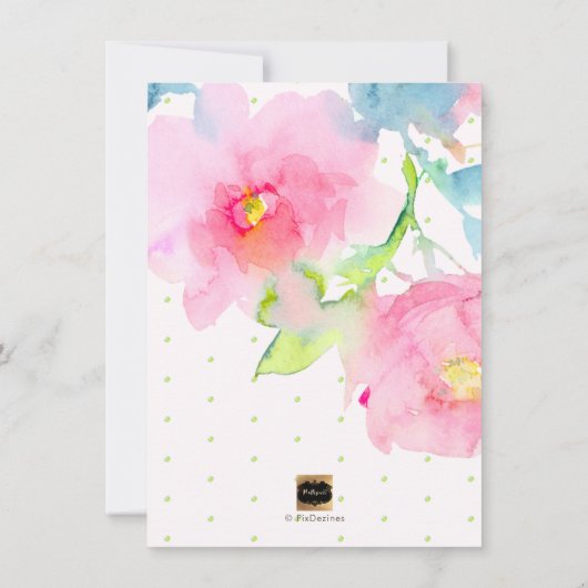 PixDezines Waterverf Tuin Rozen Baby shower Kaart (Achterkant)