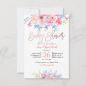 PixDezines Waterverf Tuin Rozen Baby shower Kaart (Voorkant)