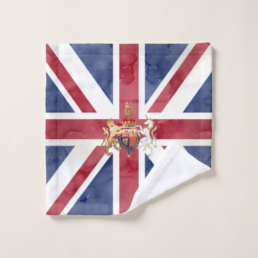 PIXDEZINES WATERVERF UNION JACK en INSIGNIA Bad Handdoek (Wasdoekje)