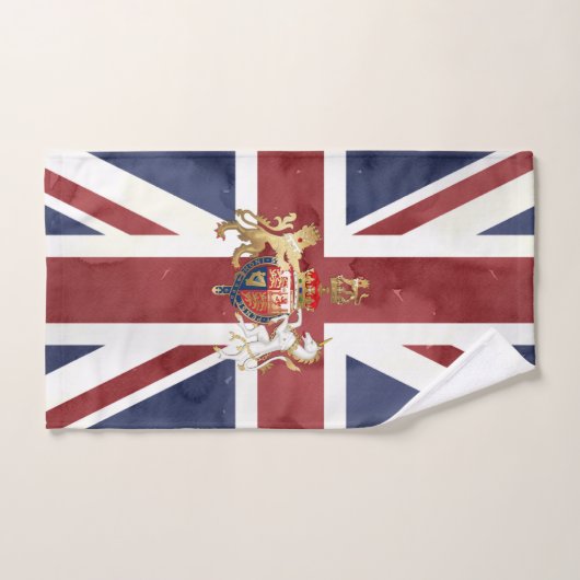 PIXDEZINES WATERVERF UNION JACK en INSIGNIA Bad Handdoek (Handdoek)