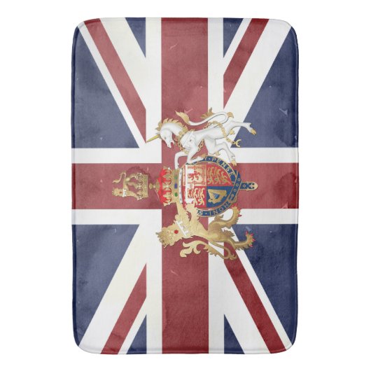 PIXDEZINES WATERVERF UNION JACK en INSIGNIA Badmat (Voorkant Verticaal)