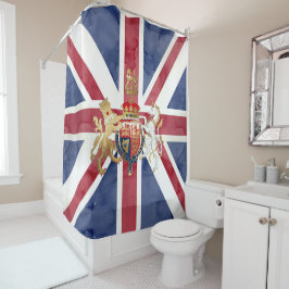 PIXDEZINES WATERVERF UNION JACK en INSIGNIA Douchegordijn