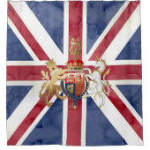 PIXDEZINES WATERVERF UNION JACK en INSIGNIA Douchegordijn (Voorkant)