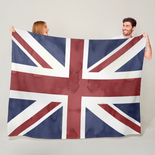 PixDezines Waterverf Union Jack Fleece Deken (In situ)