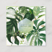 PixDezines Waterverf Variegated Tropical Greenery Vierkante Visitekaartje (Voorkant)