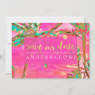 PixDezines Waterverf Vintage Hawaï/Save the Date Save The Date
