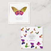PixDezines Waterverf Vlinders Vierkante Visitekaartje (Voorkant / Achterkant)