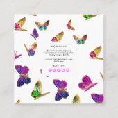 PixDezines Waterverf Vlinders Vierkante Visitekaartje (Achterkant)