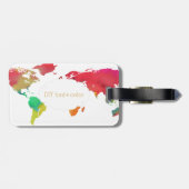 PixDezines waterverf/wereldkaart/DIY achtergrond Bagagelabel (Achterkant horizontaal)