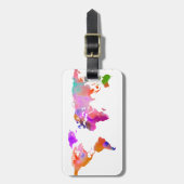 PixDezines waterverf/wereldkaart/DIY achtergrond Bagagelabel (Voorkant verticaal)