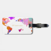 PixDezines waterverf/wereldkaart/DIY achtergrond Bagagelabel (Achterkant horizontaal)