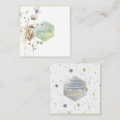 PixDezines Waterverf Wild Flowers Honeycomb Squar Vierkante Visitekaartje (Voorkant / Achterkant)