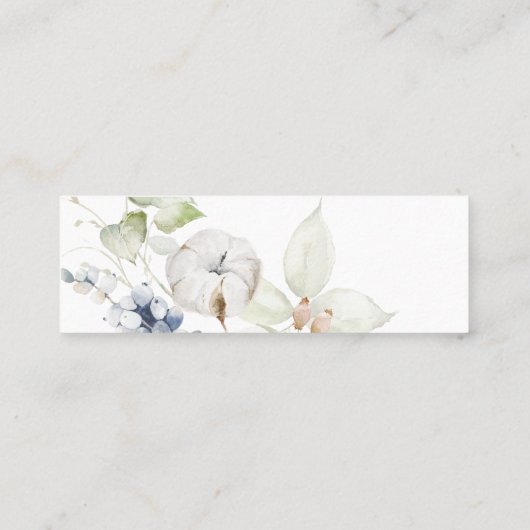 PixDezines Waterverf Winter Botanische RSVP Mini Visitekaartje (Achterkant)