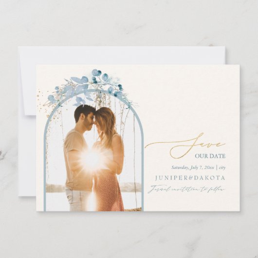 PixDezines Waterverf Winter Eucalyptus Wreath Save The Date (Voorkant)