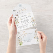 PixDezines Waterverf Winter Meadows Flowers All In One Uitnodiging (Afscheurbaar)