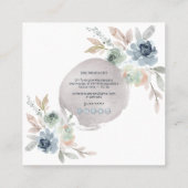 PixDezines Waterverf Winter Rozen, Dusty Blue Vierkante Visitekaartje (Achterkant)