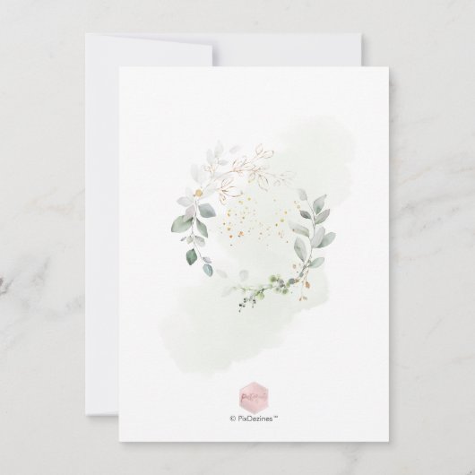 PixDezines Waterverf Wreated Baby shower Kaart (Achterkant)