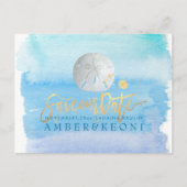 PixDezines Waterverf/Zeester/Strand Opslagdatum Aankondigingskaart (Voorkant)