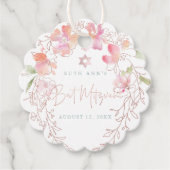 PixDezines Waterverf Zoete Erwtenkrans Mitzvah Bedankjes Labels (Voorkant)