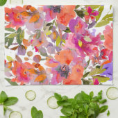 PixDezines Waterverf Zomer Bloem Theedoek (Gevouwen)