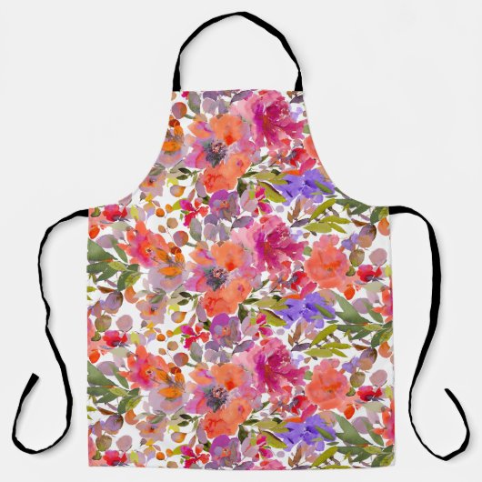 PixDezines Waterverf Zomer Bloemen Schort (Voorkant)