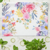 PixDezines Waterverf Zomer Bloemen Theedoek (Gevouwen)