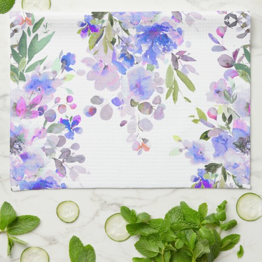 PixDezines Waterverf Zomer Bloemen Theedoek (Gevouwen)