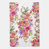 PixDezines Waterverf Zomer Bloemen Theedoek (Verticaal)