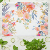 PixDezines Waterverf Zomer Bloemen Theedoek (Gevouwen)