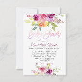 PixDezines Waterverf Zomer Rozen Baby shower Kaart (Voorkant)