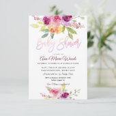 PixDezines Waterverf Zomer Rozen Baby shower Kaart (Staand voorkant)