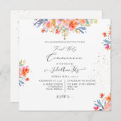 PixDezines Waterverf Zomer Rozen Communie Kaart (Voorkant / Achterkant)