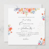 PixDezines Waterverf Zomer Rozen Communie Kaart (Voorkant)